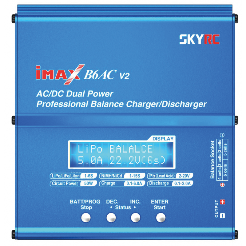 Chargeur de batterie B6AC pour LiIon/LiPo/LiFe/NiCd/NIMH