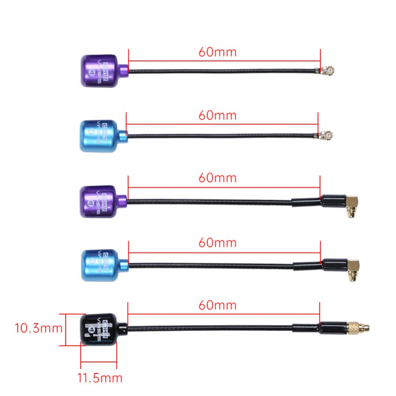 Antenne Sigma 5 8 GHz 60 Mm RHCP MMCX Pour Drone FPV Racer